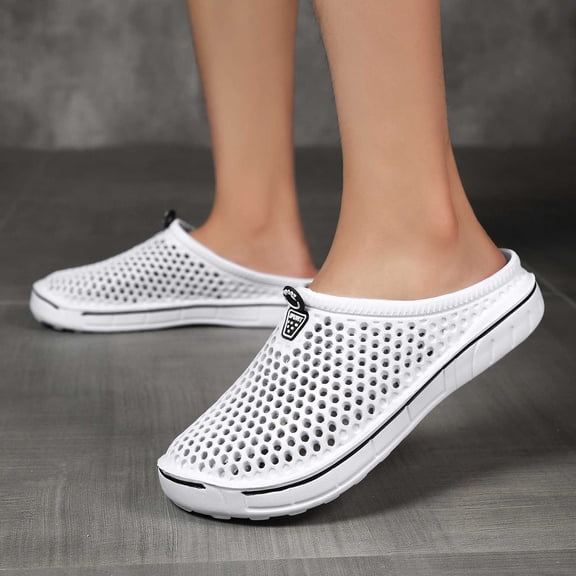 OOOUM Breathable Garden Clogs For Women Men Comfortable Soft Water Shoes Non Slip Slip On Casual Summer Outdoor Flats White US:9.5