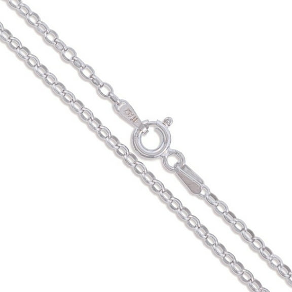 Sterling Silver Rhodium Plated Rolo Chain 2.1mm Solid 925 Italy Necklace 20" Jewelry Female Unisex