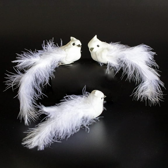 Berfutall-Artificial Dove Bird with Feathers Decorations Set of 9 Valentine's Day Gift Flower Arrangement with Clip 6.5"