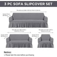 thumbnail image 3 of Pcs Sofa Slipcover Set for Couch Cushion Durable Washable High Elastic Stretchable Furniture Couch Covers with Skirt for Sofa Loveseat Arm Chair(Light Gray,Seersucker), 3 of 12
