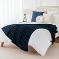 thumbnail image 6 of Battilo Navy Blue Throw Blanket,Cozy Woven Chenille Cable Knit Throw,Blue Blanket for Couch,51"x67", 6 of 9