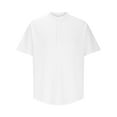 thumbnail image 2 of YLSDY Men's Summer Lightweight Cotton Linen Shirts Casual Short Sleeve Breathable Banded Collar Henley for Beach Vacation White XXL, 2 of 4