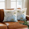 thumbnail image 3 of Spring Floral Throw Pillow Cover Watercolor White Blue Poppy Flowers Leaf Plant Cotton Linen Cushion Cover Throw Pillow Case with Invisible Zipper for Couch Sofa Bed Chair Car 26x26 Inch, 3 of 9