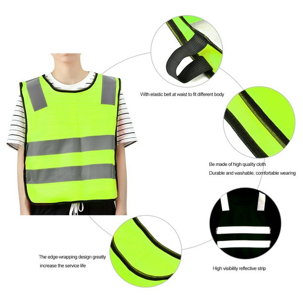 Chaleco de Seguridad Para Niños, Chaleco Reflectante de SEGURIDAD TEJIDO DE PUNTO DE ALTA VISIBILIDAD PARA Niños Chaleco Reflectante de SEGURIDAD PARA CICLISMO NOCTURNO, Correr, Correr, Correr,