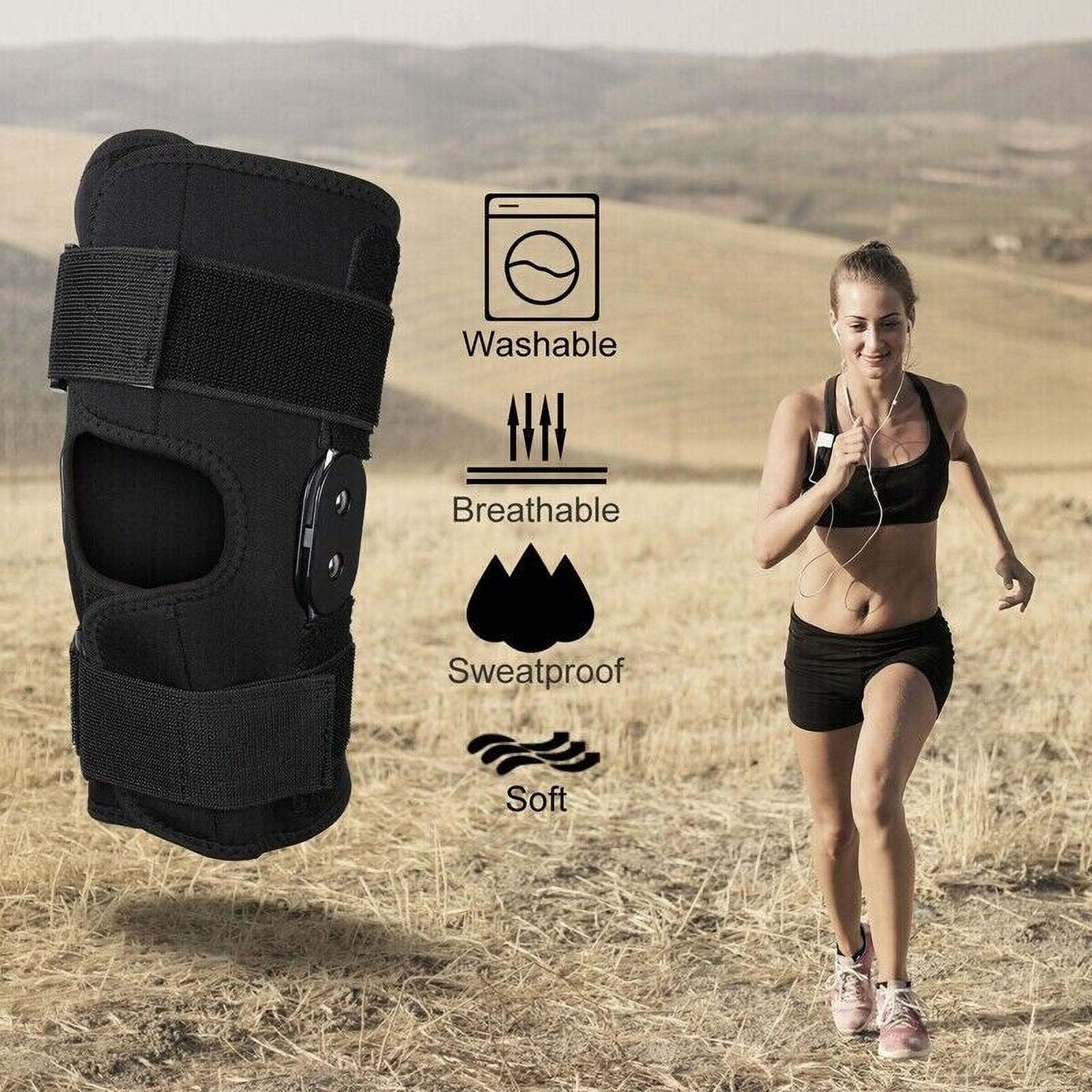 Hinged Knee Brace Compression Sleeve Joint Support Open Patella Stabilizer Wrap