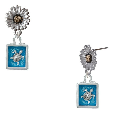 Delight Jewelry Silver-tone Sea Turtle in Shadow Box – Two-tone Daisy Flower Post Earrings Delight Jewelry Silver-tone Sea Turtle in Shadow Box – Two-tone Daisy Flower Post Earrings