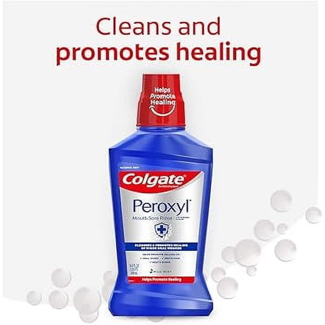 Colgate Peroxyl Bain de Bouche pour Escarres - 1,5 % Peroxyde d'Hydrogène, Saveur Menthe, 237 ml - Opti Rinse Bain de Bouche pour Traitement des Escarres et Liquide de Bain de Bouche