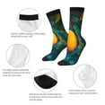 thumbnail image 3 of Daiia Mango In The Rain Print Crew Socks – Soft Breathable Long Socks for Men & Women, Moisture-Wicking & Comfortable Daily Wear Socks, One-Size Fits Most (US 5-11), 3 of 6