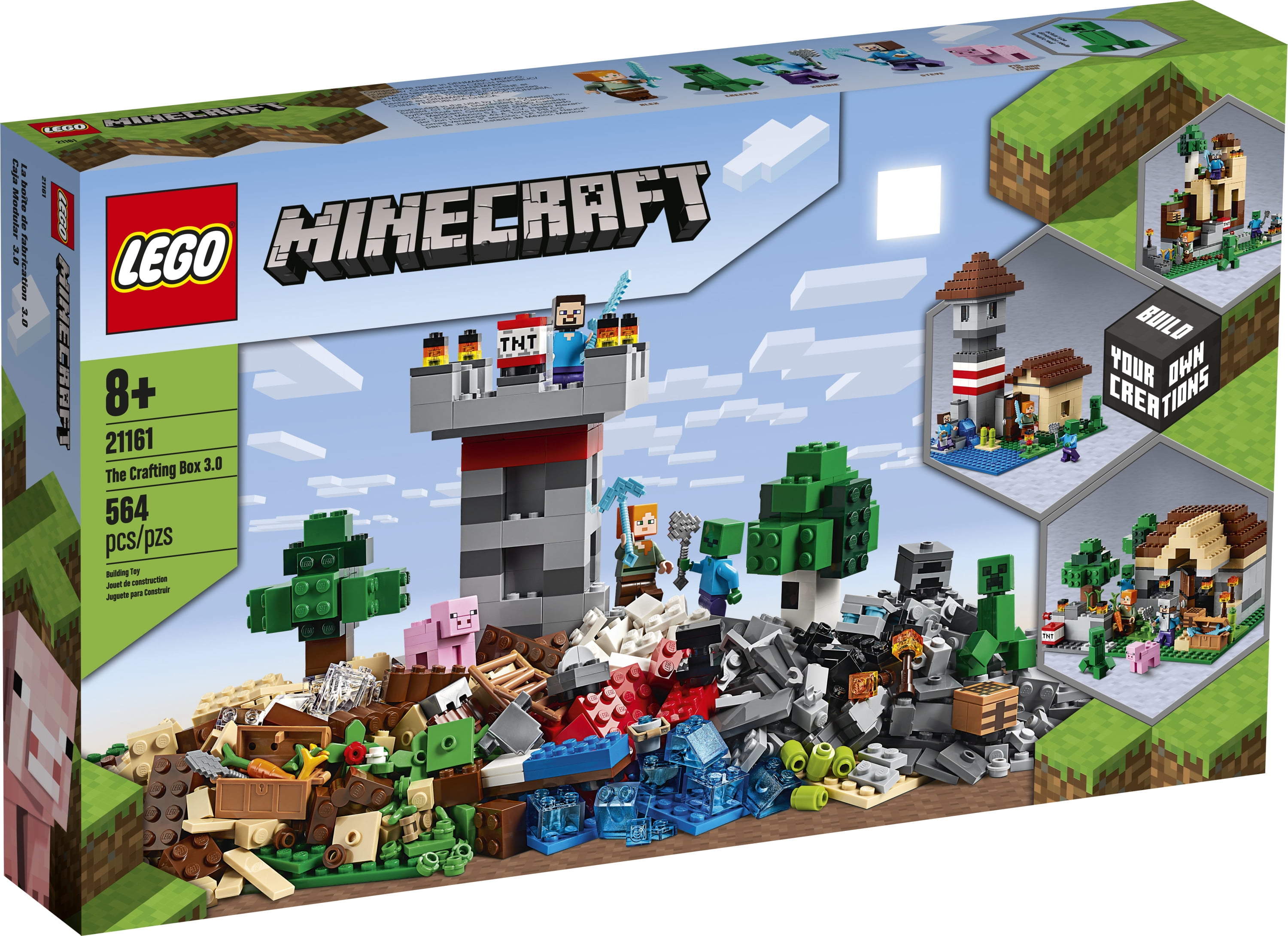Lego Minecraft The Crafting Box 3 0 Minecraft Castle And Farm Building Set 564 Pieces Walmart Com Walmart Com