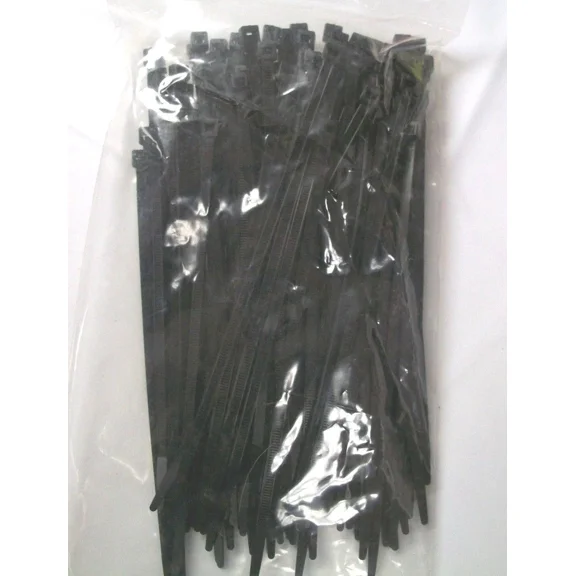 7" Uv Black Nylon Cable Zip Ties 50Lb. Usa Made, Bs, 100Pk