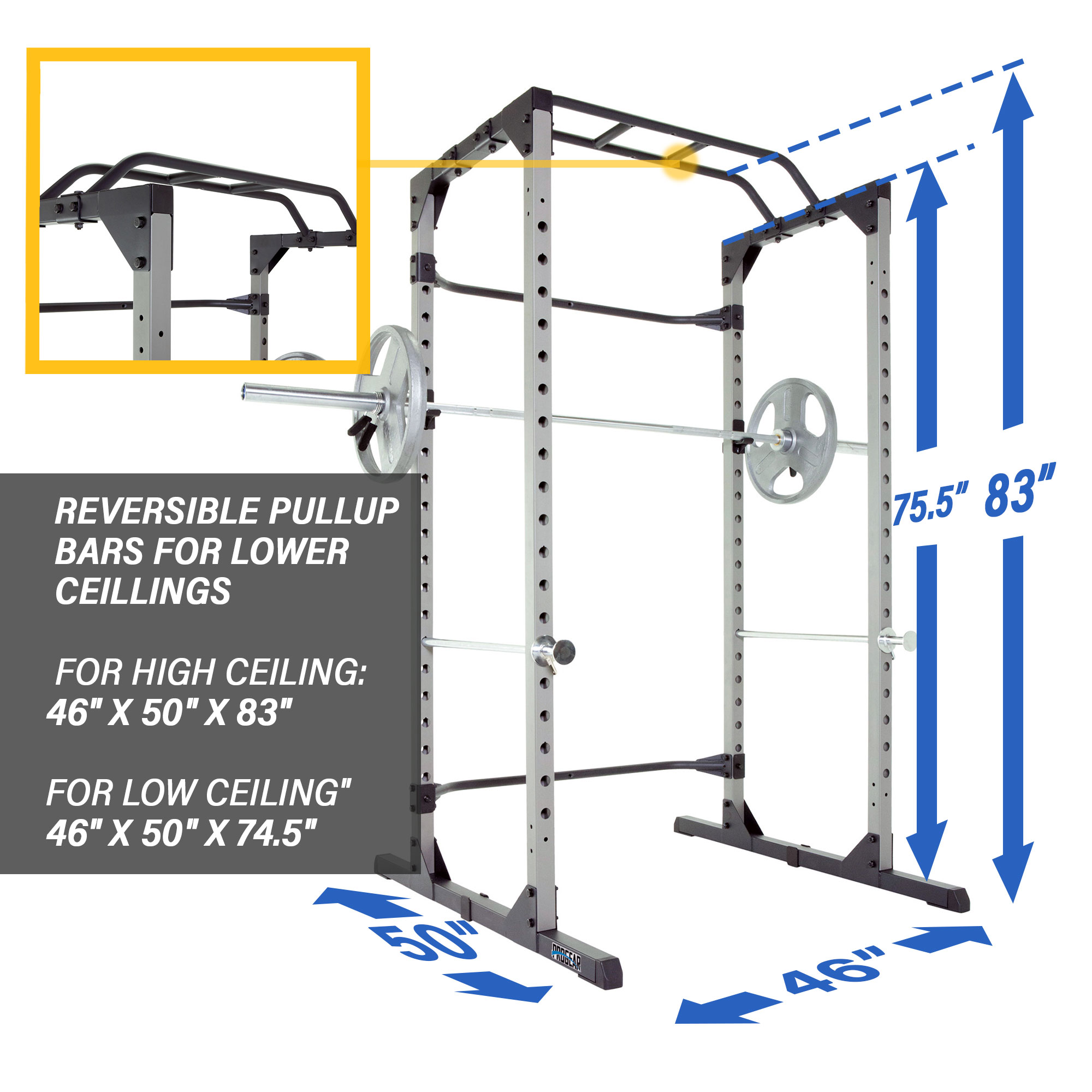 ProGear Squat Rack Power Cage with J-Hooks, Ultra Strength 800lb Weight Capacity, Optional Lat Pulldown Attachment - image 2 of 6