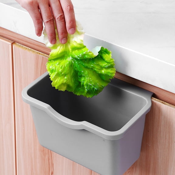 Milisten 2-Pack Small Hanging Trash Bins, Light Grey Plastic Waste Containers for Kitchen, Home, Office, Bathroom Use