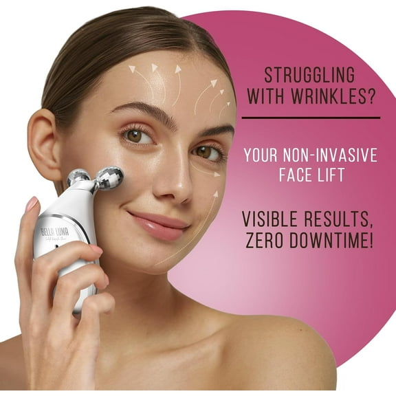 5-in-1 Microcurrent Device for Face Tightening, Lifting & Wrinkle Reduction - Non-Invasive Anti Aging Tool with Dog House