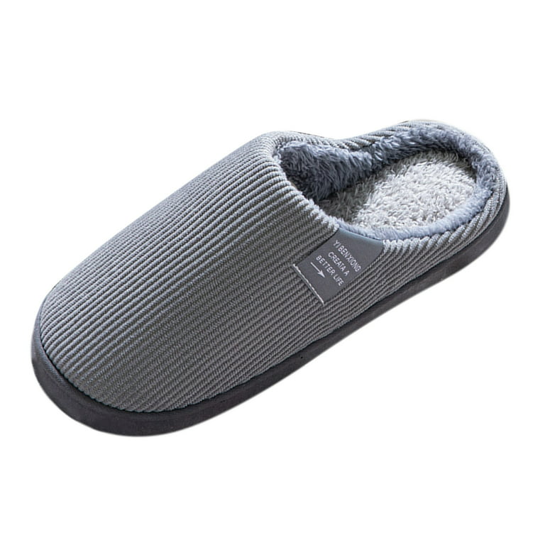 nsendm Mens Fuzzy Slippers Flip Plush Slippers House Slip Soft Mens Shoes  Warm Flop Slip on Slippers for Men Size 10 Shoes Grey 11 