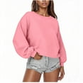 thumbnail image 2 of Womens Oversized Crew Neck Sweatshirts, Soft Fleece Casual Comfy Pullover Tops Solid Color Long Sleeve Winter Shirt Fall Outfits Travel Clothes, 2 of 6