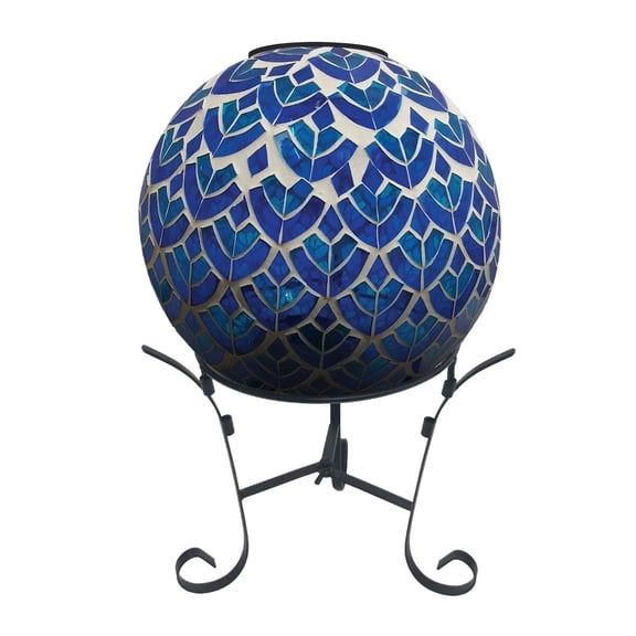 Briarwood Lane Blue and White Scalloped Solar LED Mosaic Gazing Ball