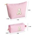 thumbnail image 3 of Sm:)e Personalized Initial Makeup Bag, Cosmetic Bag for Teen Girls and Women, Toiletry Bags for Travel Holiday Birthday,2 Pack (A, Pink), 3 of 9