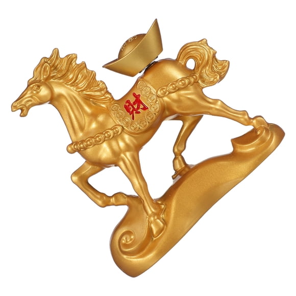 UPGRATOR Elegant Golden Horse Sculpture for Home and Office Feng Shui Prosperity Ornament