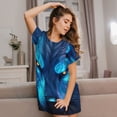 thumbnail image 3 of Bingfone Futuristic Blue Light Wolf Nightgowns for Women Sleep Shirts Short Sleeve Nightshirt Pullover Nightdress Soft Sleepwear, 3 of 6