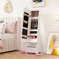 thumbnail image 4 of Costway Coiffeuse pour Enfants Ensemble de Princesse Table de Maquillage et Chaise avec Armoire à Bijoux Blanc, 4 of 10