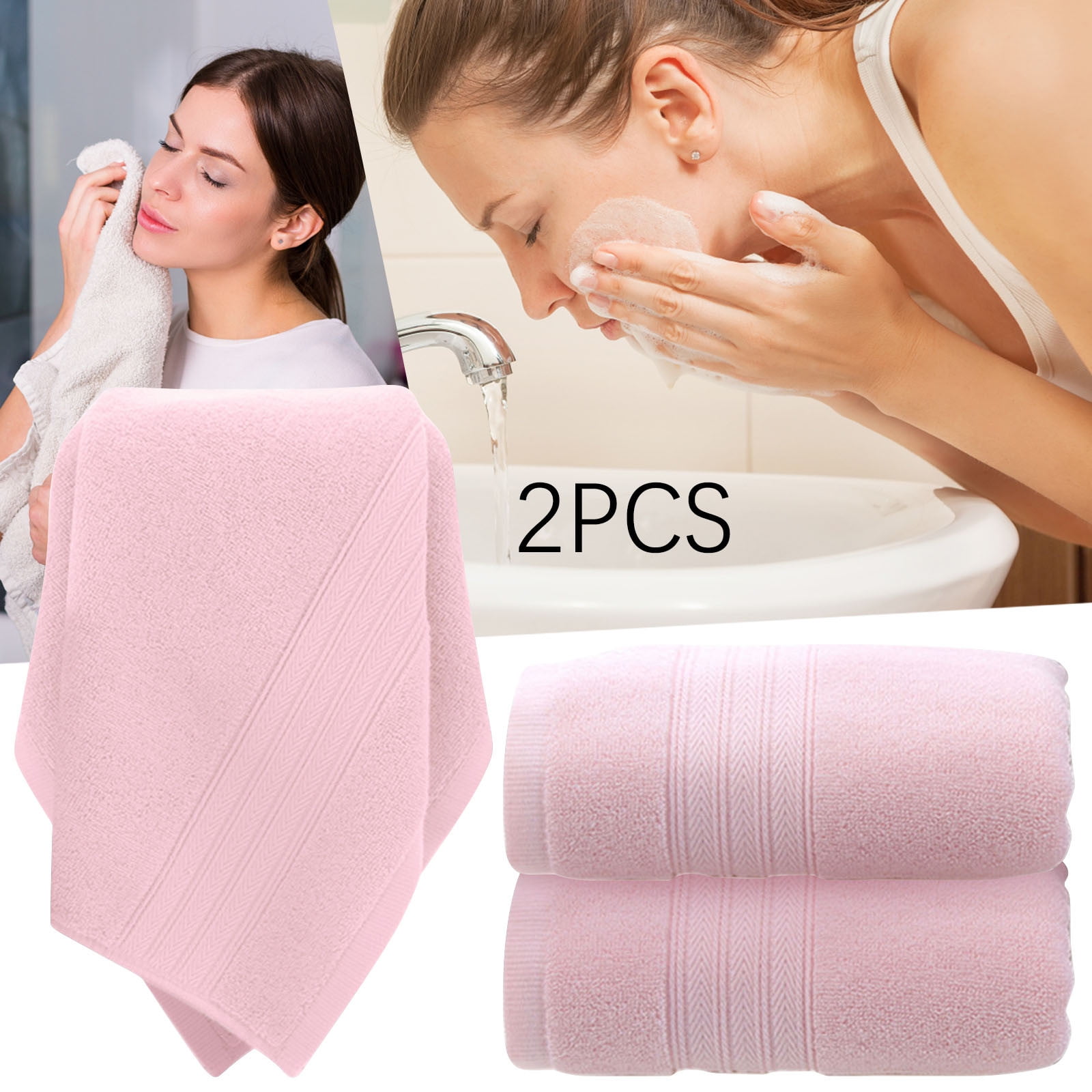 Cotton 2 in 1 Bath Towel and Face Towel Soft-Bath Towels Set of 2pcs