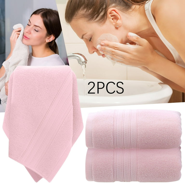 Bath Towels, 2 PC Cotton Bath Towels, Quick Dry and Soft Washcloths For  Body And Face Set for Daily Use, 14 X 30, Pink