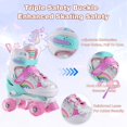 thumbnail image 3 of Girls' Light Up Roller Skates Adjustable 4 Sizes (Ages 3-8)Sparkle Wheels,Green&Pink,Indoor Outdoor Skates for Kids, 3 of 10