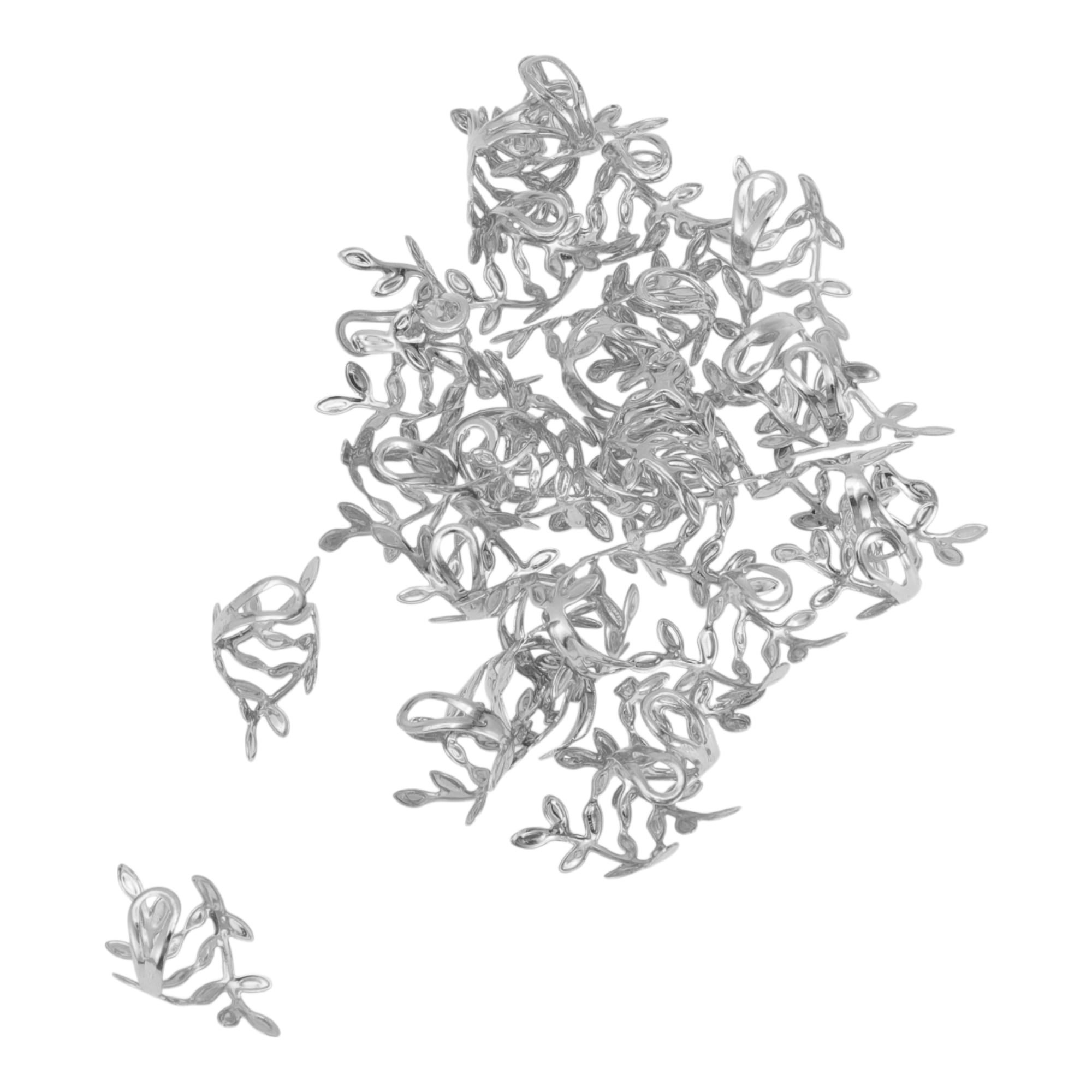 Unique Bargains Hollow Leaf Hair Cuffs Dreadlock 30 Pcs Silver Tone