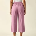 thumbnail image 4 of Nugftut Capri Pants for Women Elastic Waisted Capris Lightweight Loose Summer Beach Vacation Casual Pants, 4 of 6