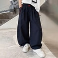 thumbnail image 2 of Glisme Teen Boys Pants Solid Color Elastic Waist With Pockets Autumn Breathable Boys Sports Trousers Size 7-8 Years, 2 of 3