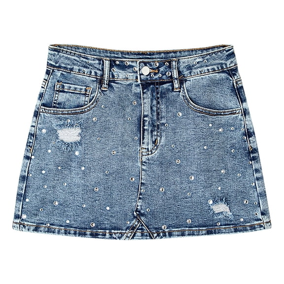 Women's Skirt Hot Spring Summer Waisted Skirt Women Europe And The United States Casual Style Splicing Denim Skirt Women