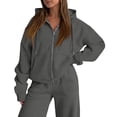 thumbnail image 4 of Resicozy Zip Up Sweatshirt Women 2026 Y2K Casual Long Sleeve Zipper Hoodies Fall Oversized Track Jackets With Pockets Dark Gray 2XL, 4 of 5