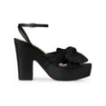 thumbnail image 3 of BLISSFUL STEP Women's Platform Pleated Bow Slingback Block High Heel Sandals Black(Size 7), 3 of 8