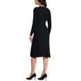 thumbnail image 3 of Vestido de punto acanalado de manga larga para mujer INSPIRE CHIC, escote en V, suéter ligero, elegante, vestido plisado, color negro, 3 of 6