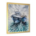 thumbnail image 2 of Designart 'Blue Fishing Boats Before A Storm Anchored' Nautical & Coastal Framed Art Print, 2 of 4