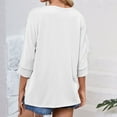 thumbnail image 5 of Summer Fashion Plus Size Womens 3/4 Sleeve Tops Trendy Clothes 2025 Round Neck Patchwork Lace Sleeves Solid Color Up to 65% off!, 5 of 5