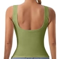 thumbnail image 5 of Lumtrix Built in Bra Tank Tops for Women Ribbed Scoop Neck Slim Fit Sleeveless Going Out Summer Tops Army Green S, 5 of 8