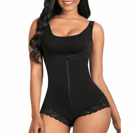 

JUSTUP Shapewear for Women Tummy Control Body Shaper Zipper Open Bust Bodysuit --- Black（Size 3XL）