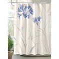 thumbnail image 2 of Boanket Polyester Fabric Blue Floral Beige Leaves Shower Curtain, Vintage Botanical Flowers Waterproof Bathtub Curtain Bathroom Decor Set with Hooks 66 x 72 Inches,, 2 of 6