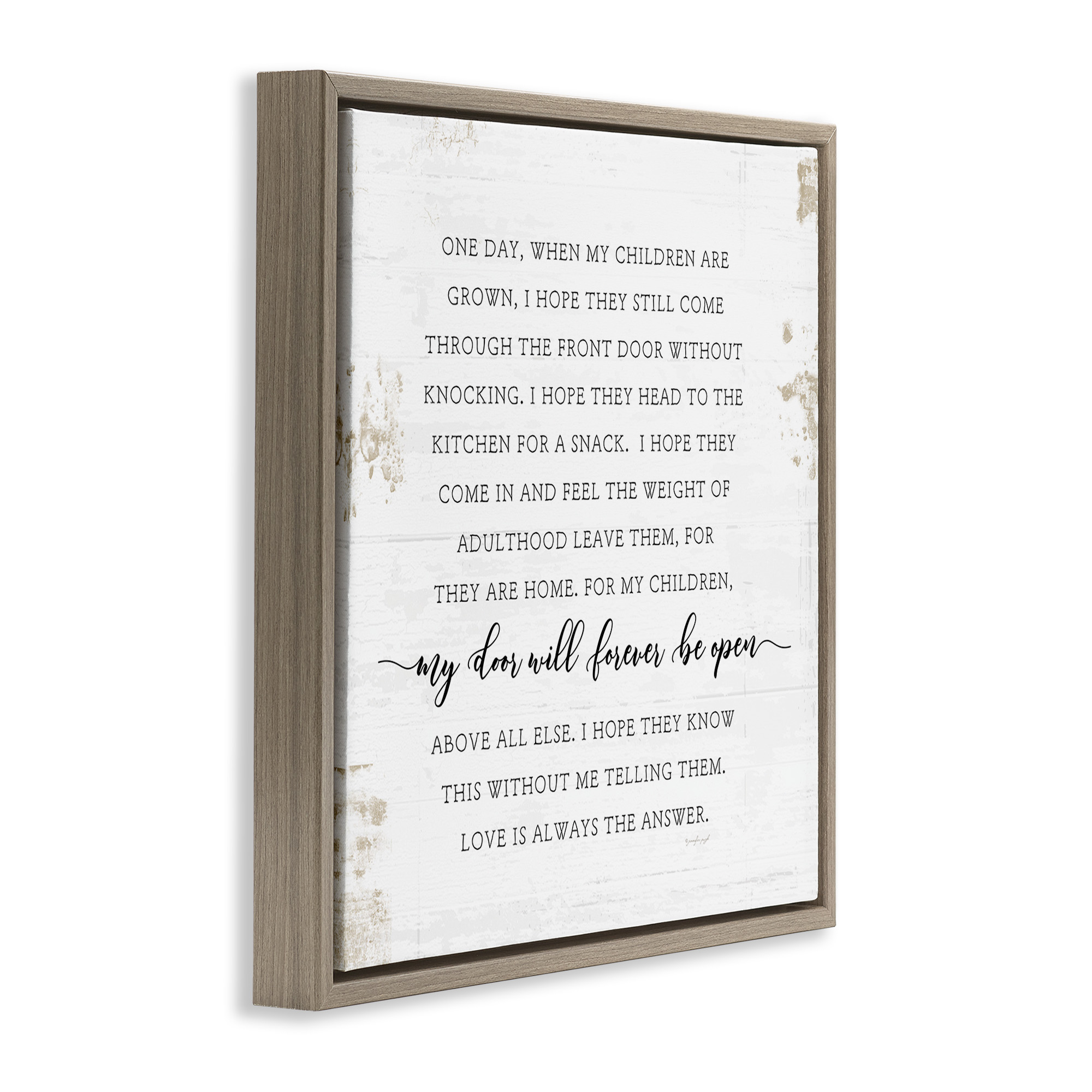Stupell Industries Homely Parenting Phrase Inspirational Painting Brown Floater Framed Canvas Art Print Wall Art, 18 x 18