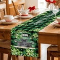 thumbnail image 5 of St. Patrick's Day Table Runner - 108 Inch Long Spring Green Truck Clovers Flowers Plaid Cotton and Linen Blended Dress Scarves Farmhouse Table Runner for Kitchen Dining, Coffee Table, 13" x 108", 5 of 8