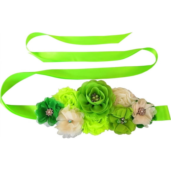 SHIQI-Wedding Bride Belt Sash Floral Sash Belts for Maternity Dresses Floral Belt Sash Girls Women Baby Shower Sash Belt