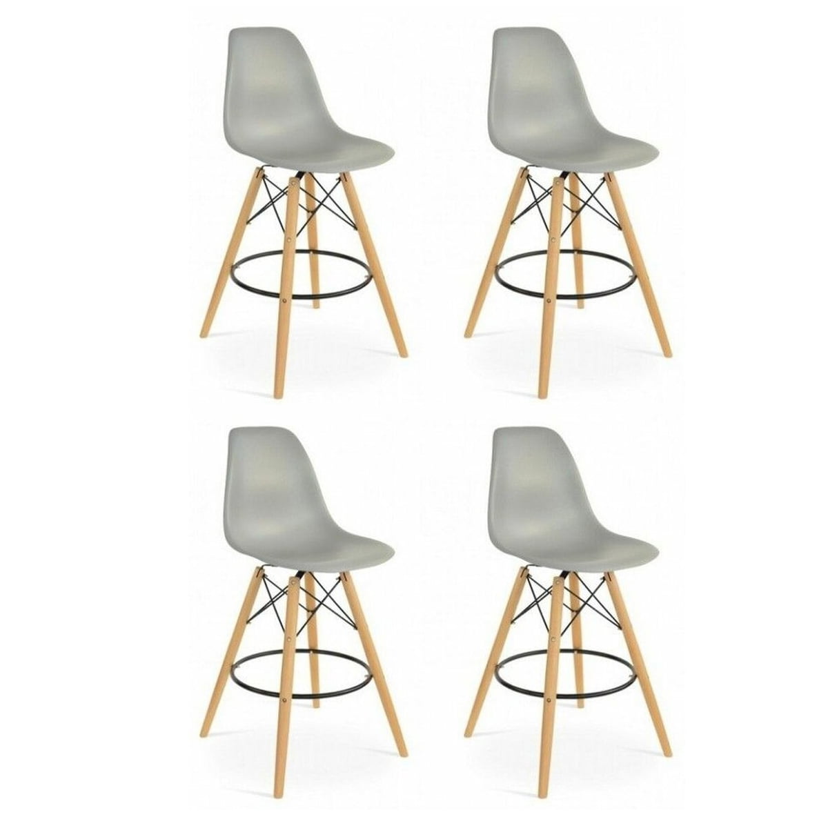 Wooden Base Kitchen Island Bar Stool with Gold Base Medium Grey
