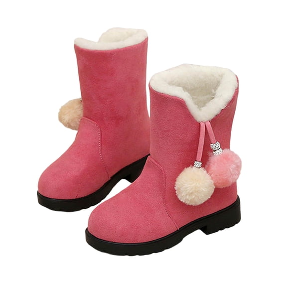 DMDUOU Kids Winter Rain Boots Insulated Warm Snow Boots Children Waterproof Mud Boots for Boys and Girls Toddler Pink 30