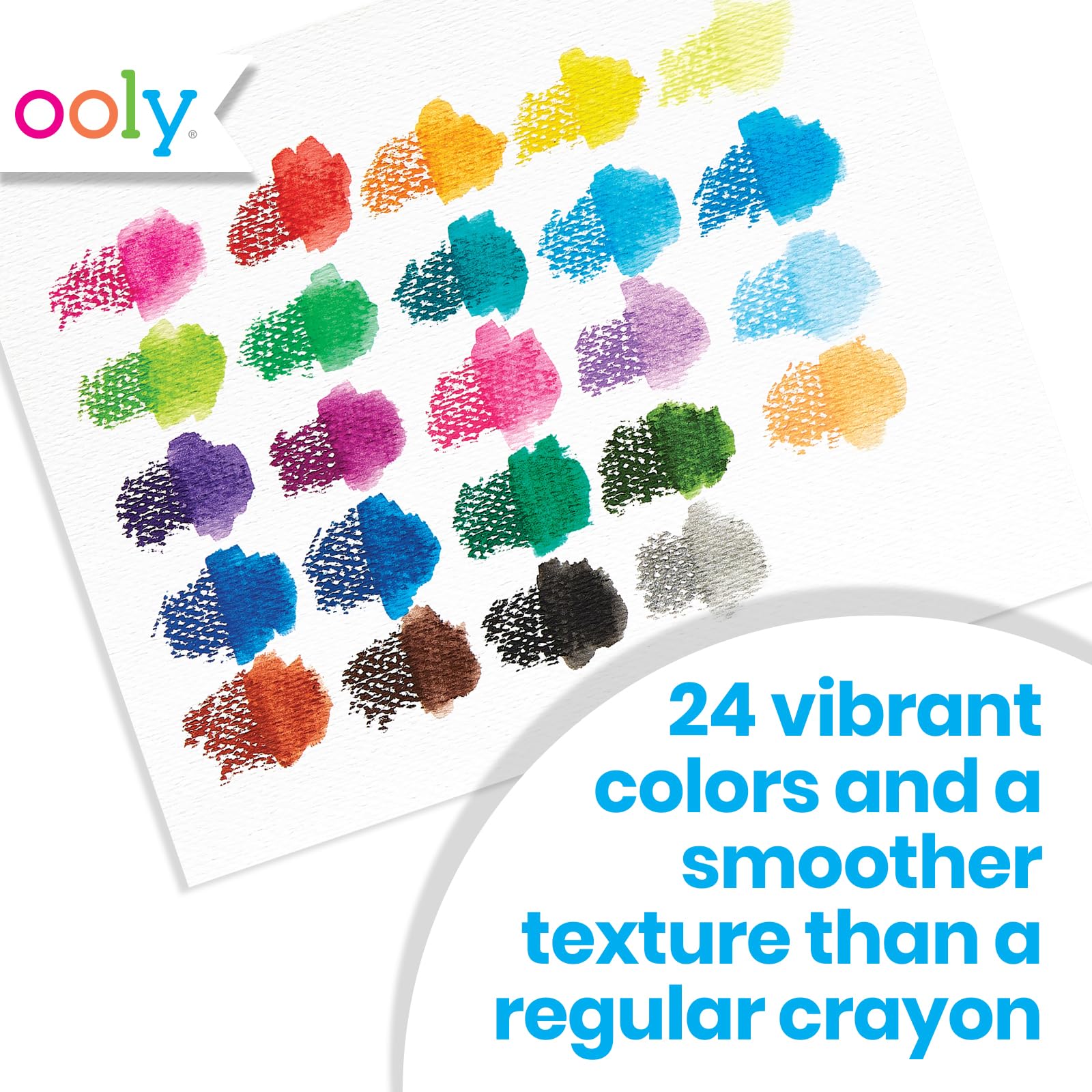 OOLY Smooth Stix, 24 Watercolor Gel Crayons for Kids, Paintbrush Included