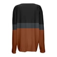 thumbnail image 4 of Women T Shirts Patchwork Print Casual Tops with V Neck Long Sleeve Tees for Women Brown L, 4 of 5