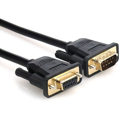 Qucyy Pure copper ribbon braided RS232 serial port line DC line male to femDB9 and 9 cross lines, (0.5 meter)