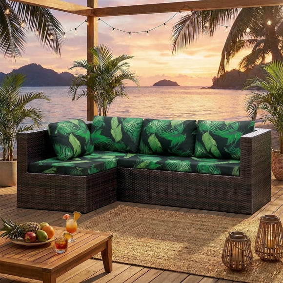 6 Pcs Outdoor Couch Covers, Patio Sofa Cushion Covers-Stretch Print Slipcovers,Washable Chair Seat Cushions Slipcovers for Indoor & Outdoor