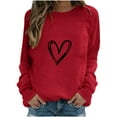 thumbnail image 2 of Womens Sweatshirts Plus Size Long Sleeve Round Neck Printed Sweatshirt Red S, 2 of 4