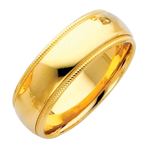 Solid Real 14K White Gold Wedding Anniversary Band Ring Milgrain Mens Womens